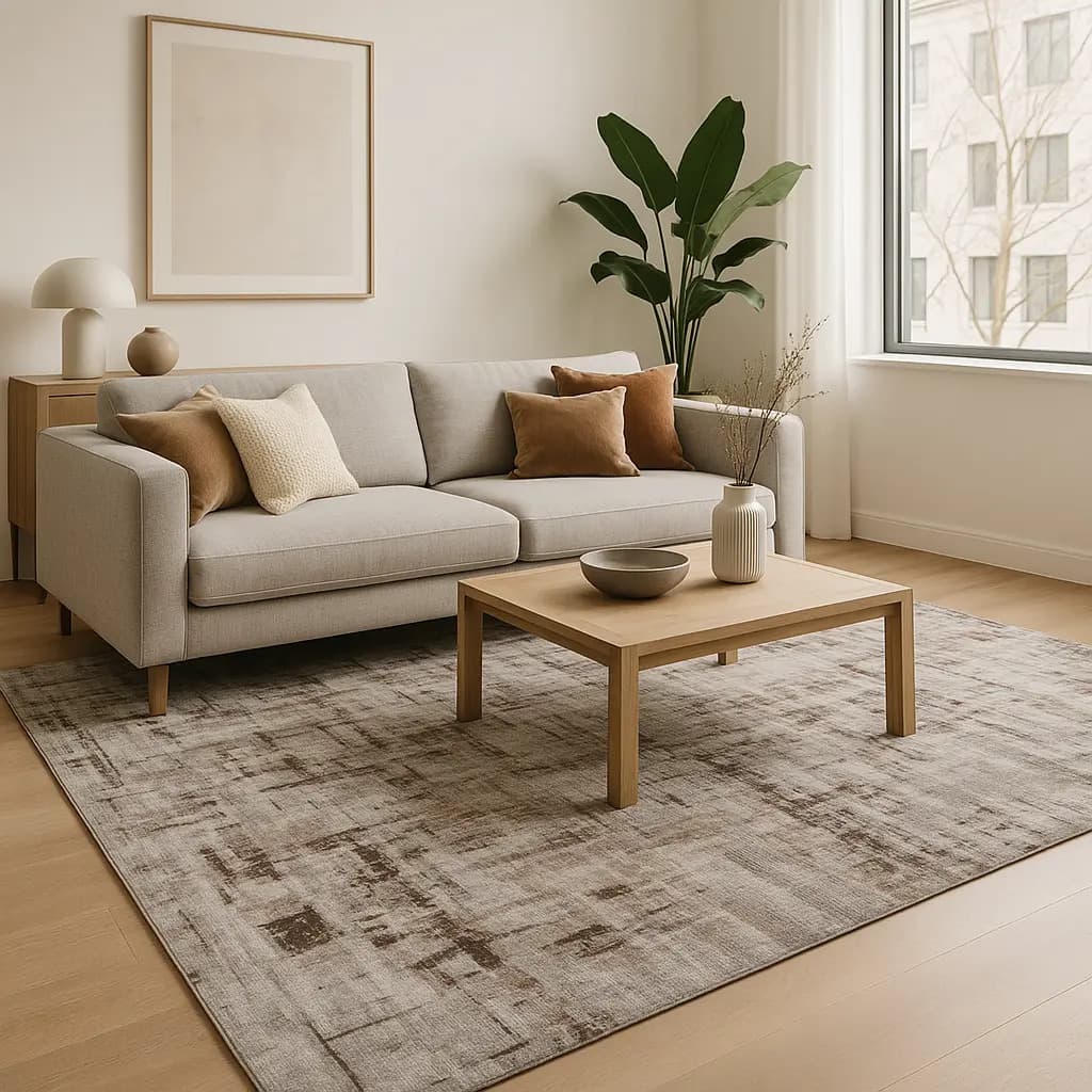 Tapete Sala Quarto Algodão Antiderrapante 200x150cm - Branco/Marrom