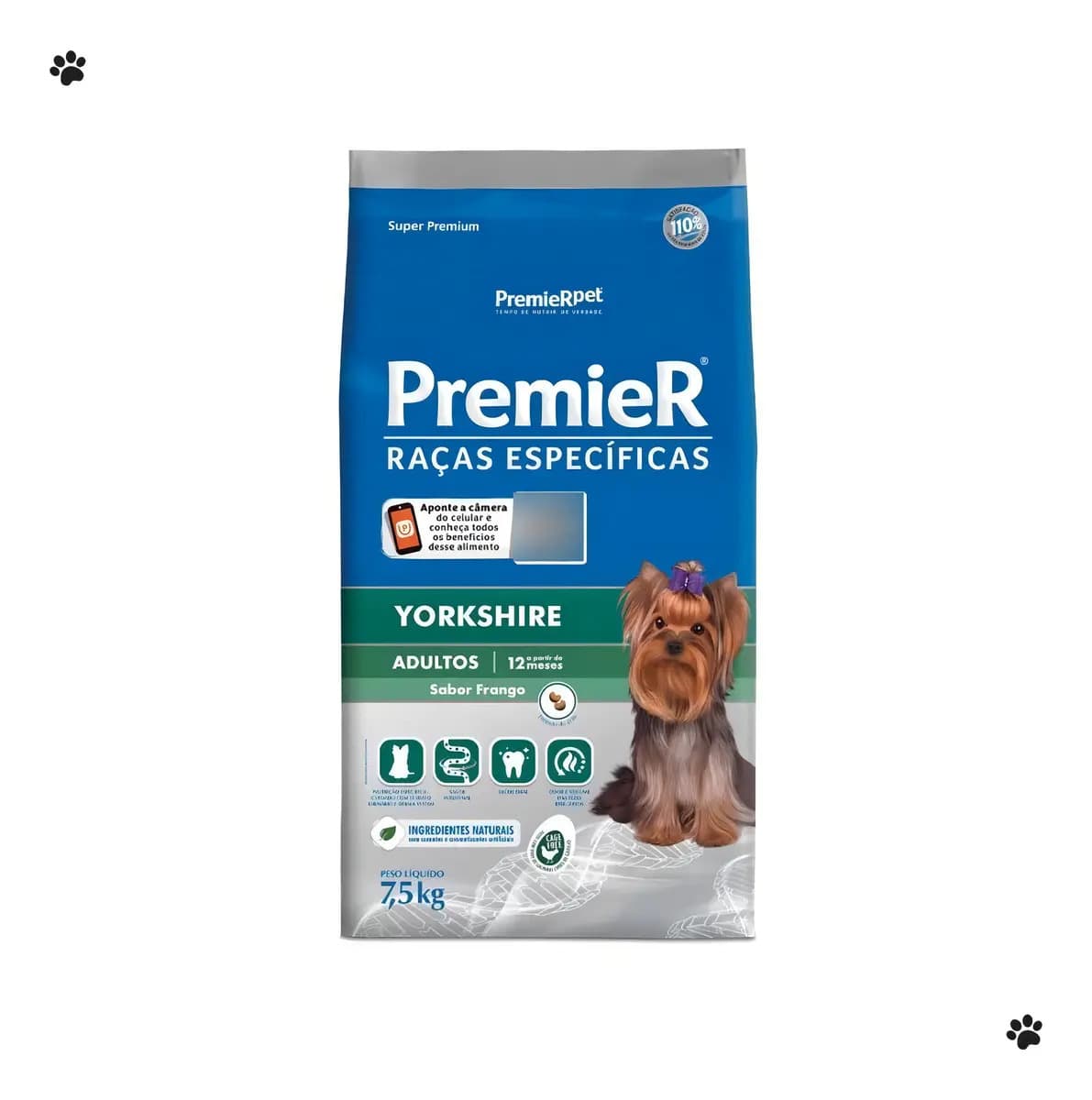 Ração Premier Raças Yorkshire Adultos Frango 7,5kg