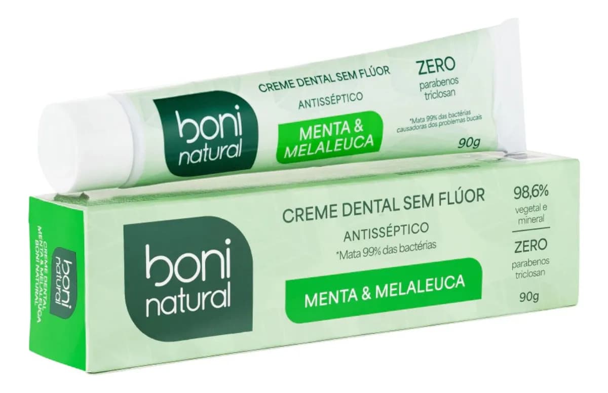 Boni Natural Creme Dental Menta e Melaleuca 90g (sem flúor)