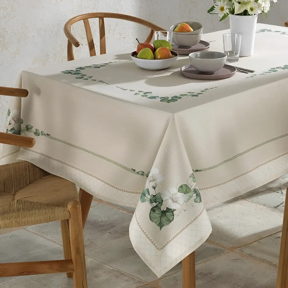 Toalha de Mesa Retangular 6 Lugares Dohler Clean Botânica Limpa Fácil 1,40x2,10m