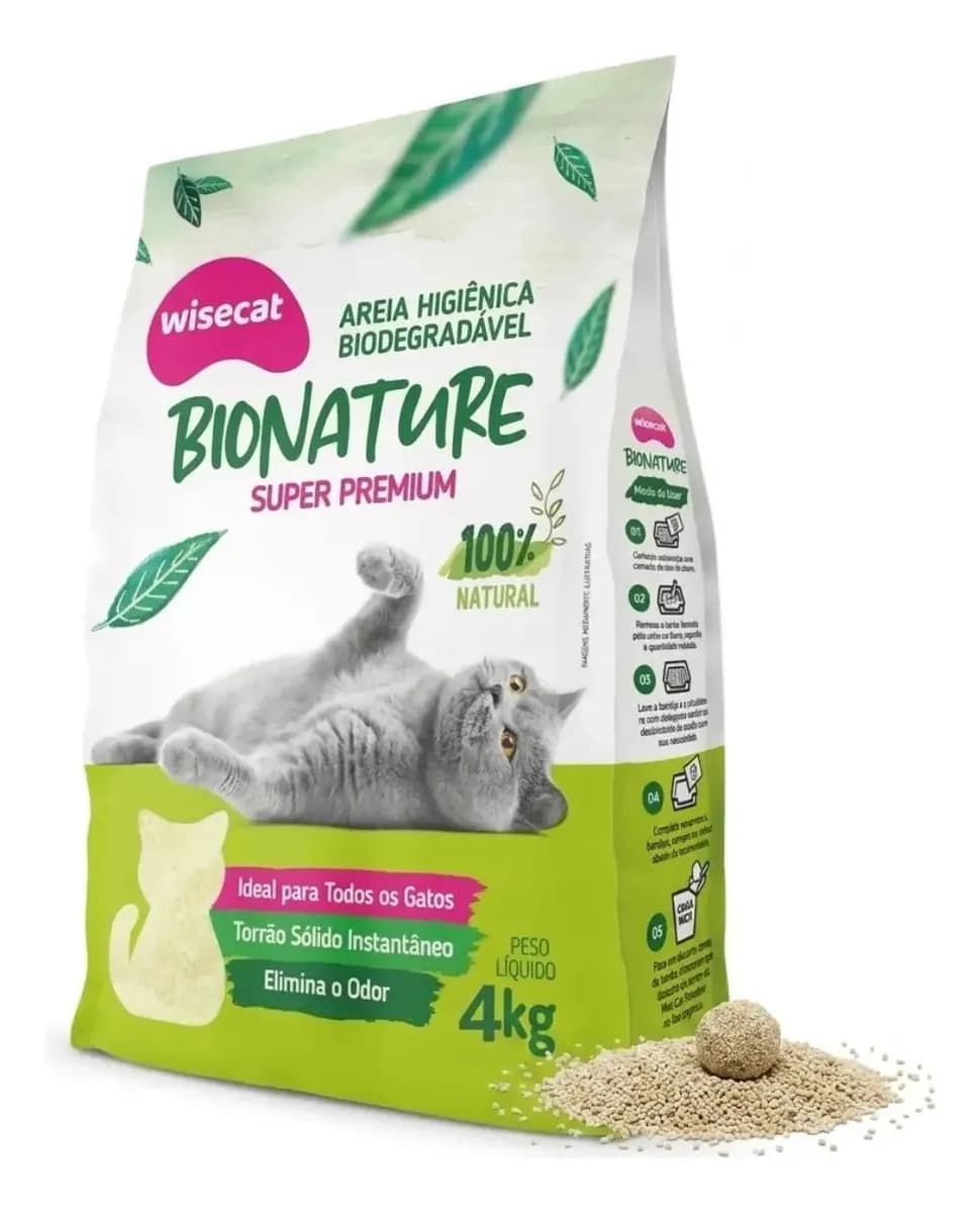 Areia de Mandioca Wisecat Biodegradável 4kg