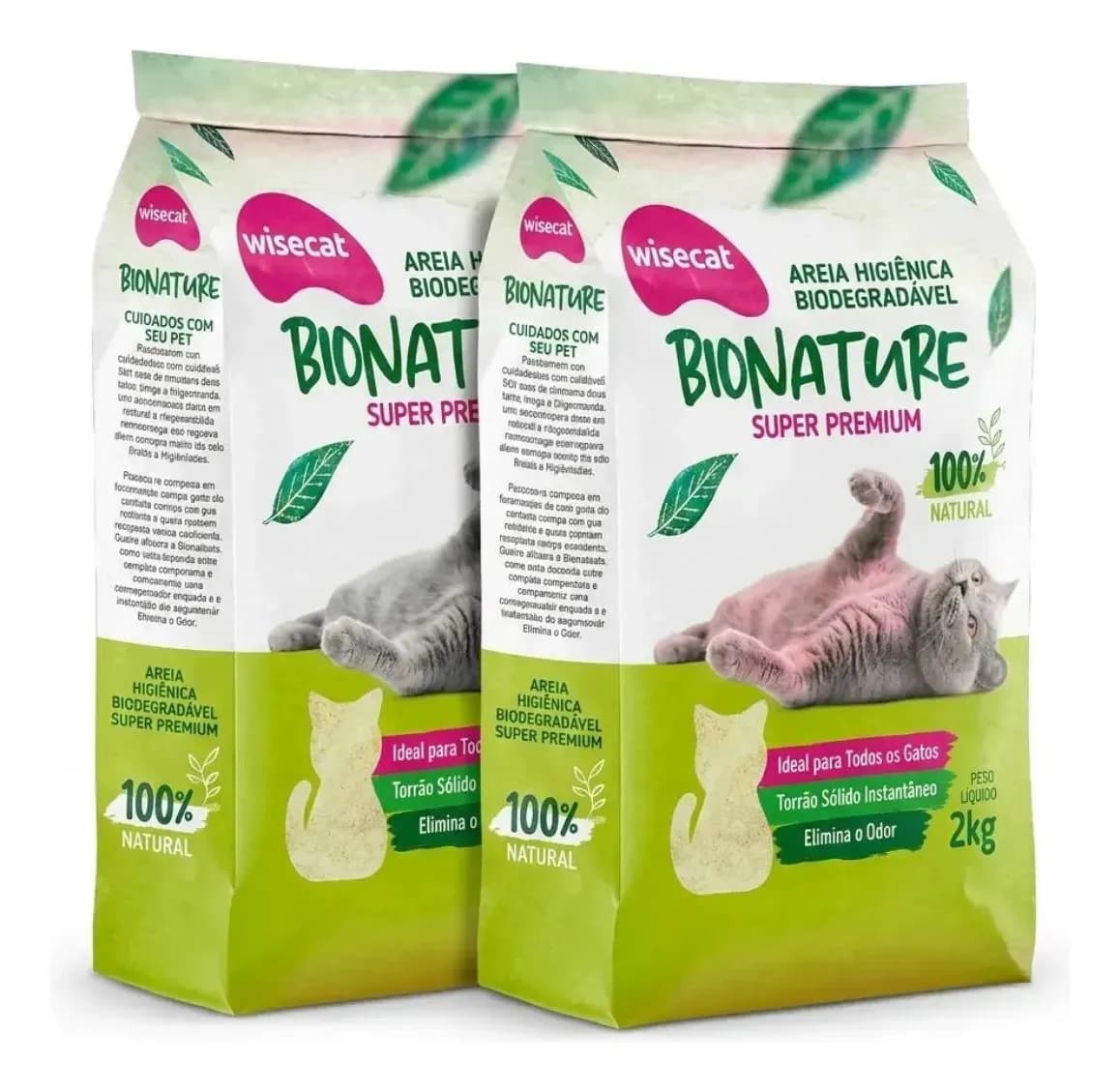 Kit Areia de Gato Bionature 100% Biodegradável 4kg