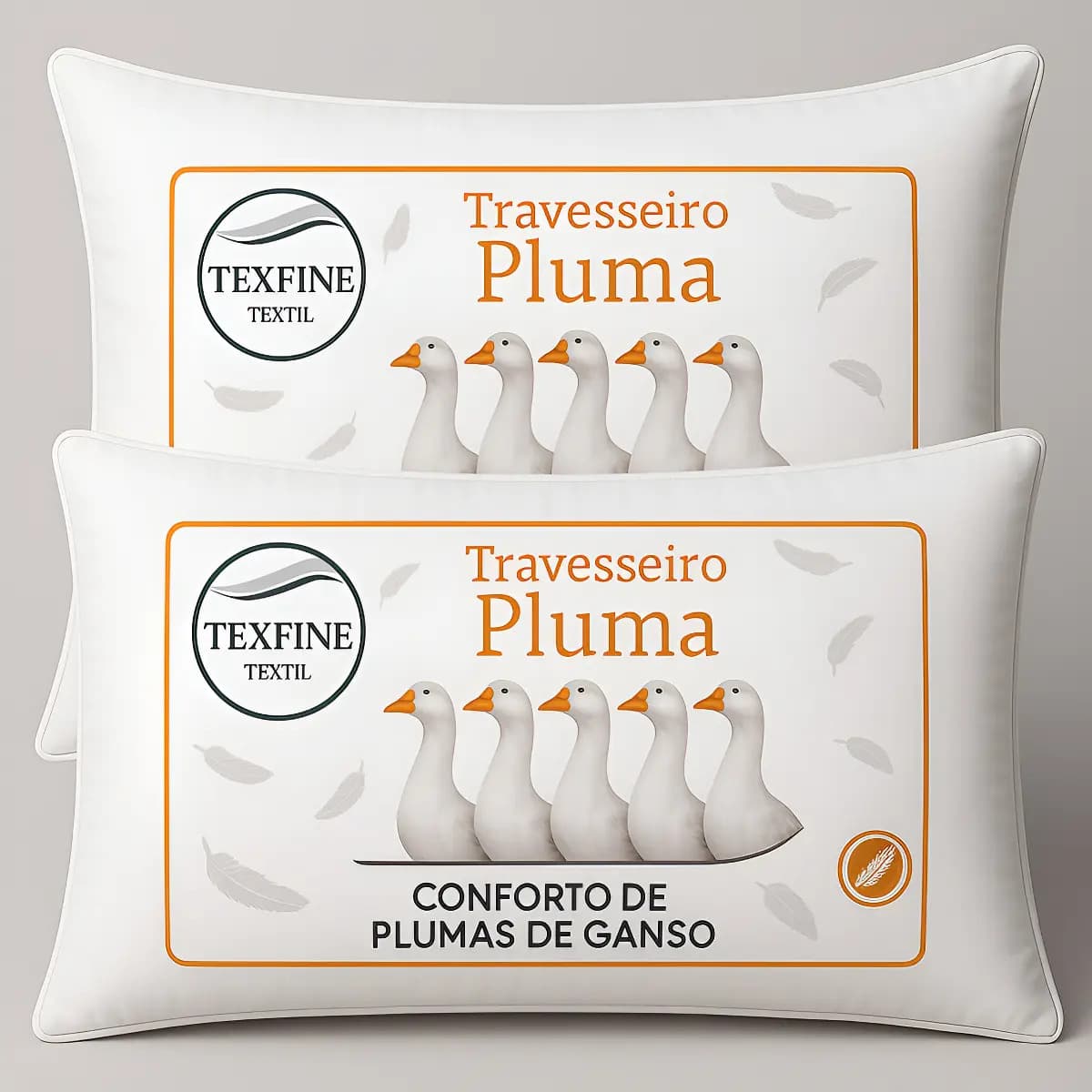Kit 2 Travesseiros Pluma de Ganso Sintética Siliconada Lavável 70x50cm