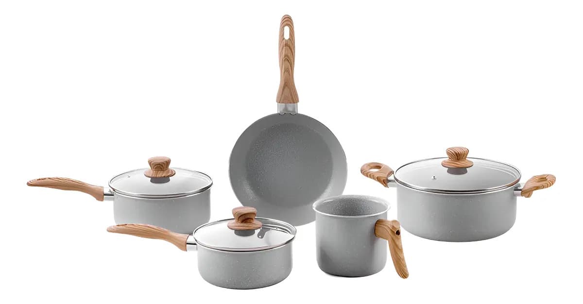 Brinox Ceramic Life Easy Conjunto 5 Panelas Gris (Cinza)