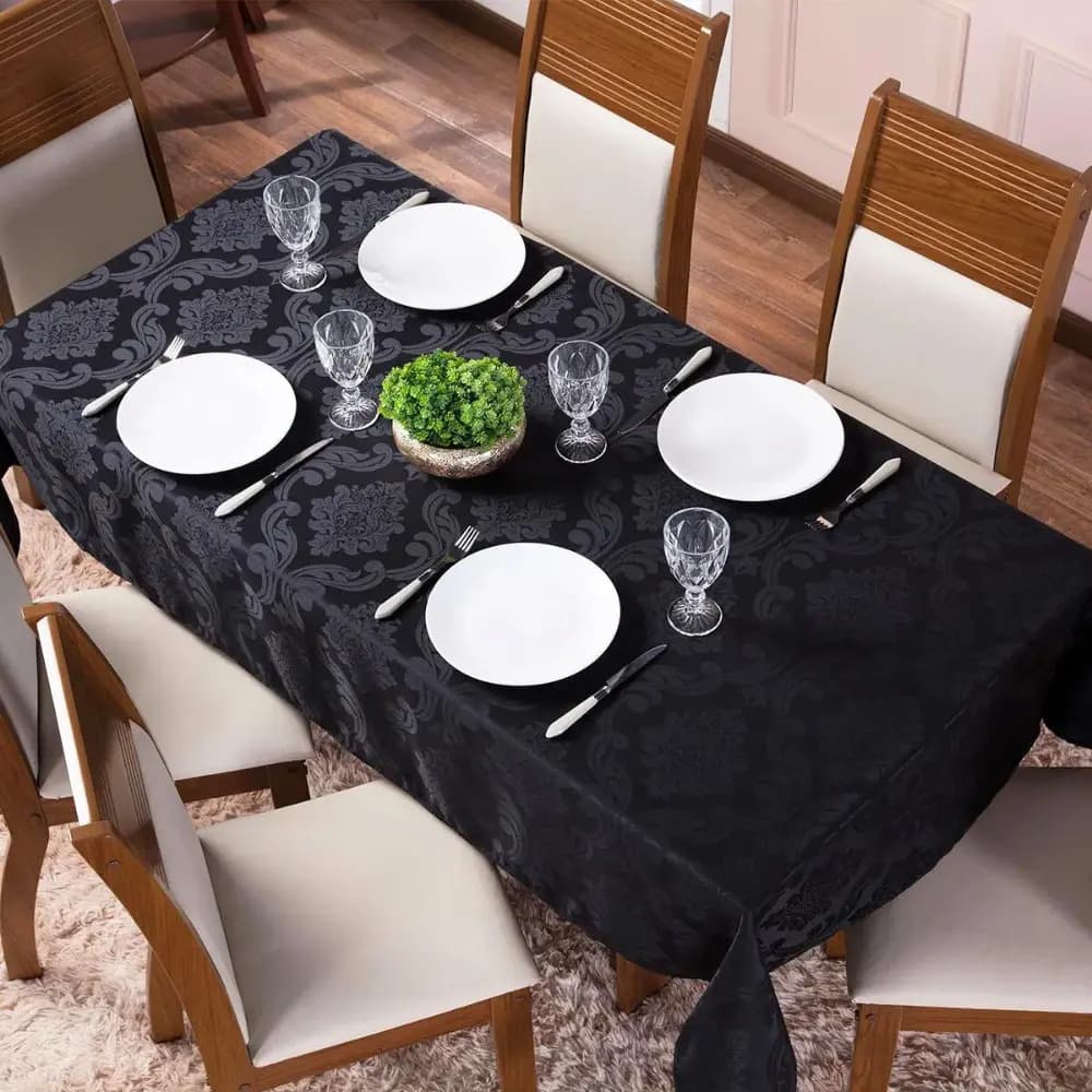 Toalha de Mesa Retangular 6 Lugares Premium Cor Preta
