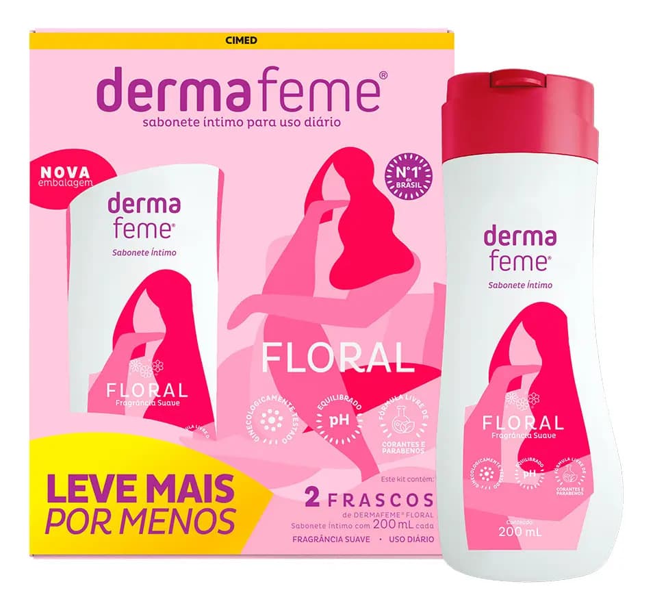 Pack Sabonete Íntimo Dermafeme Floral 200ml 2 Unidades