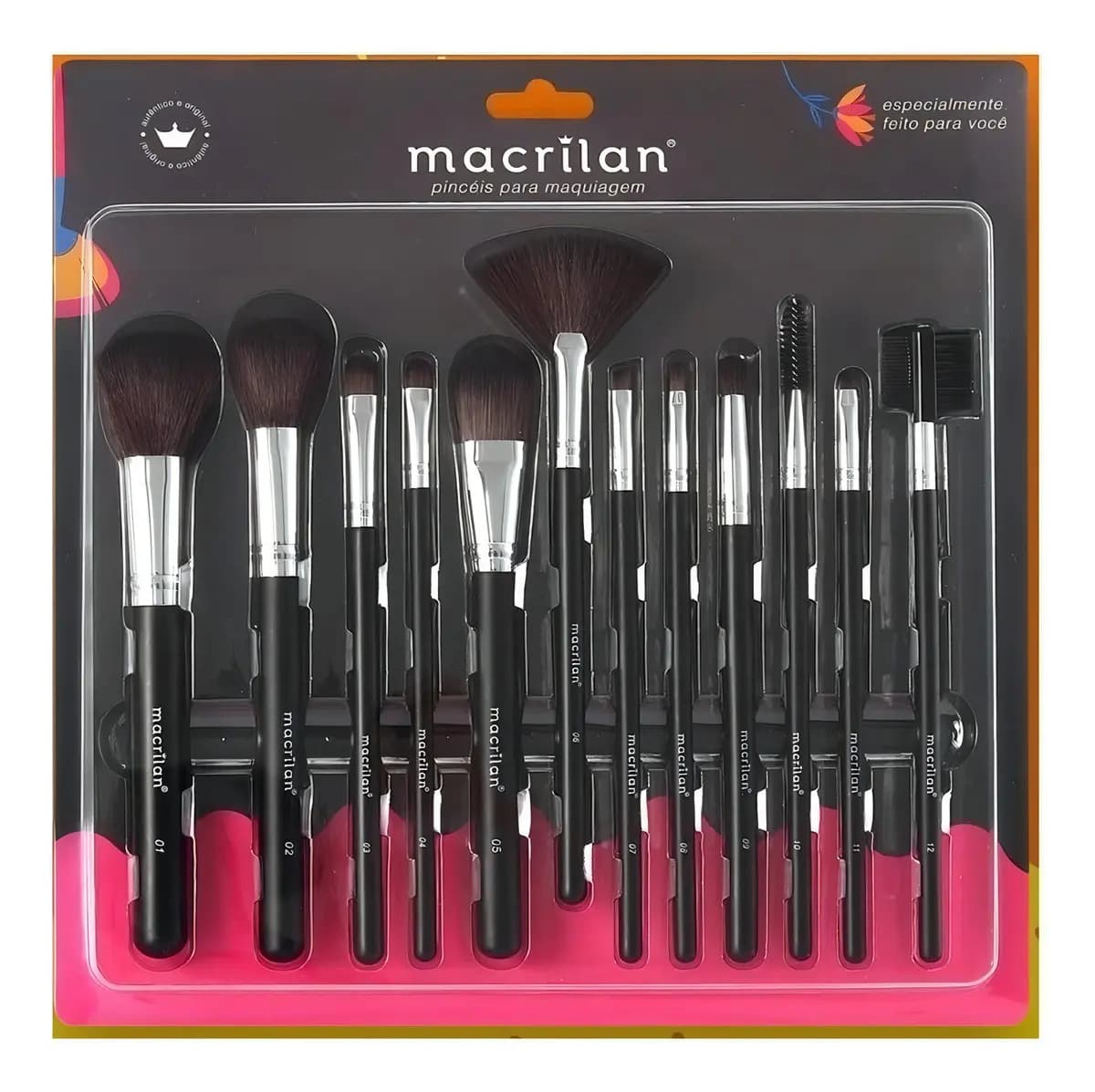 Kit 12 Pincéis Macrilan KP9-1A — Profissionais Completos