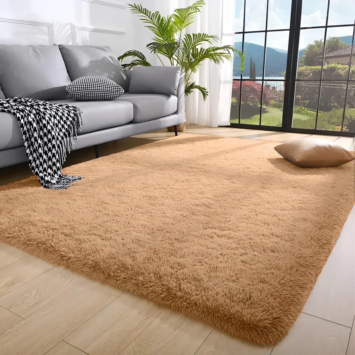 Tapete Shaggy Peludo Luxuoso 2,00x2,50m Casa Laura - Bege