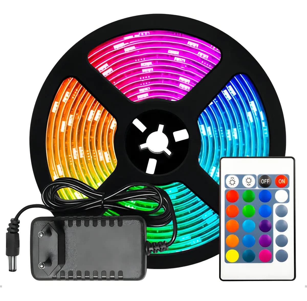 Fita LED RGB 5050 5m + Controle + Fonte