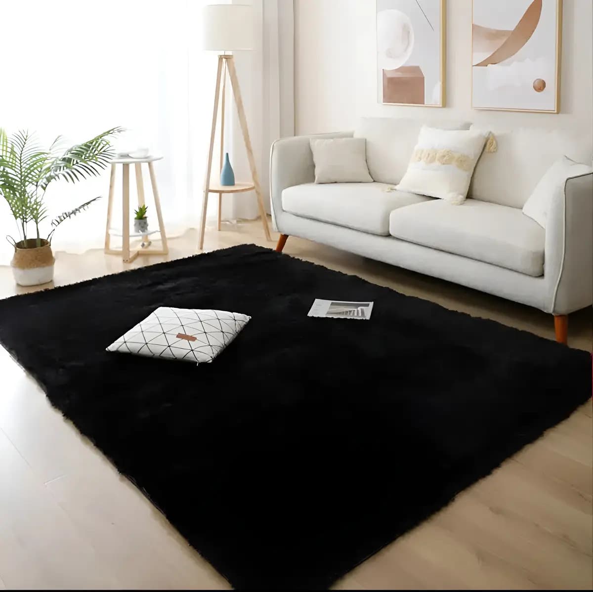 Tapete Shaggy Costa Oro Peludo 2,00x1,50m - Preto