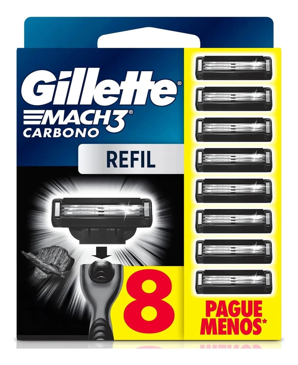 Gillette Mach3 Carbono Carga 8 Unidades