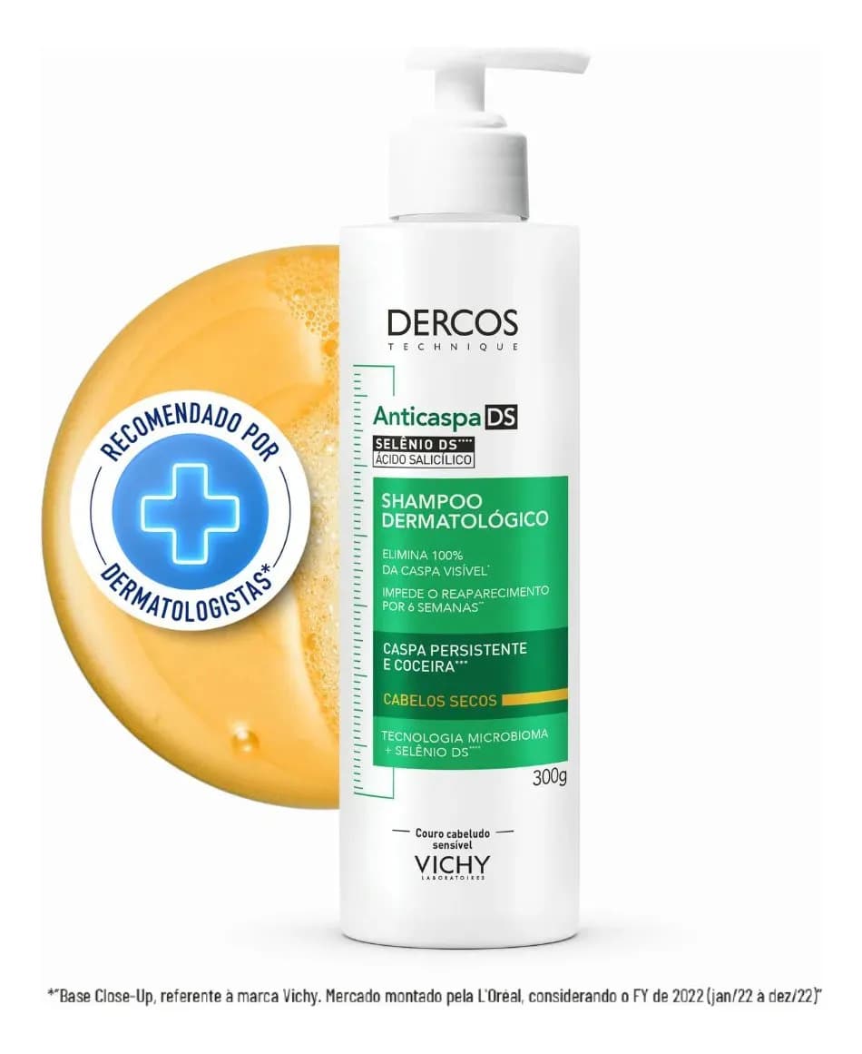 Vichy Dercos Shampoo Anticaspa Intensivo Cabelos Secos 300g